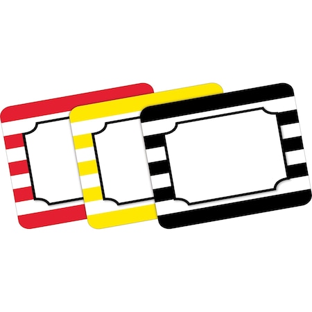 Barker Creek Wide Stripes Name Tags/Self-Adhesive Labels, Multi-Design Set, 45/Pack 1544